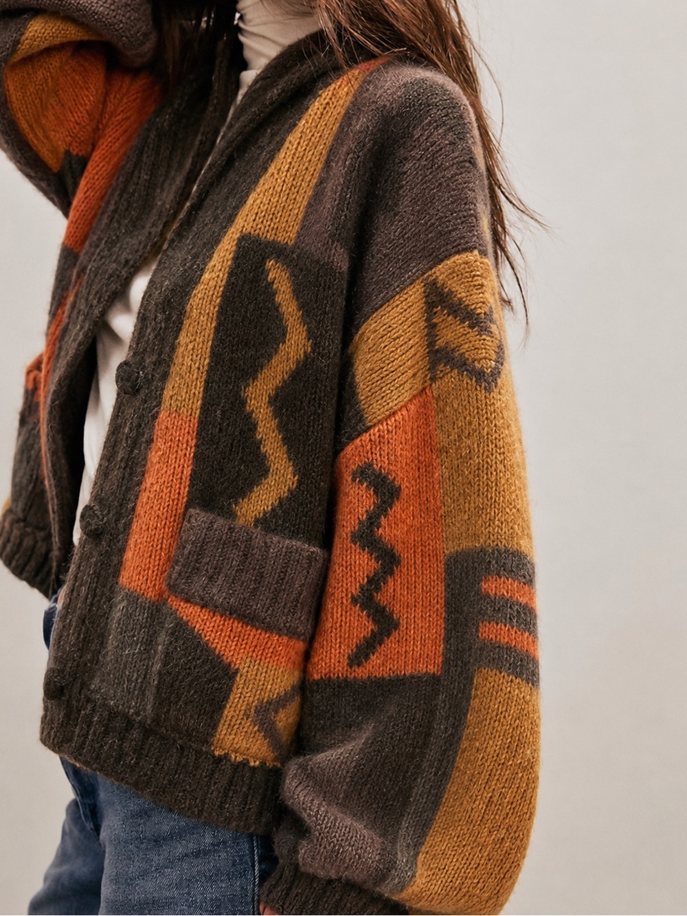 Vintage 90s Rosanna Hand Knit Mohair Blend Oversized Colorblock Size M